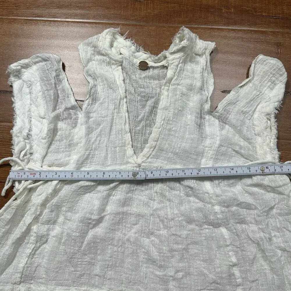 Free People Top Womens S White Gauze Off Shoulder Retro Hippie Beach Y2K Fairy